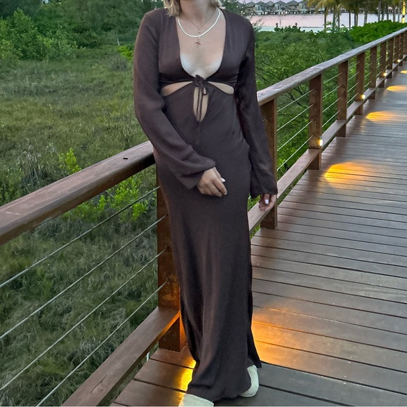 Silk brown dress - Picture 5 of 6